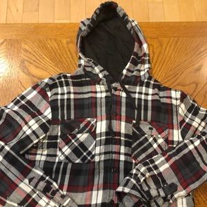 Flannel Button Down Hoodie